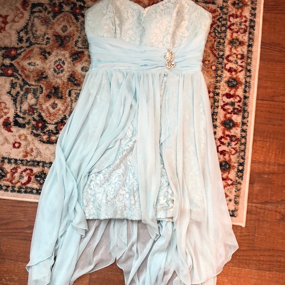 sky blue fitted dress